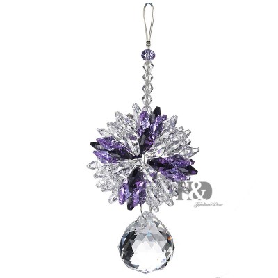 H&D Purple Hanging Suncatcher Crystal Prism Ball Feng Shui Pendant Window Decor 756910822514  123217696737